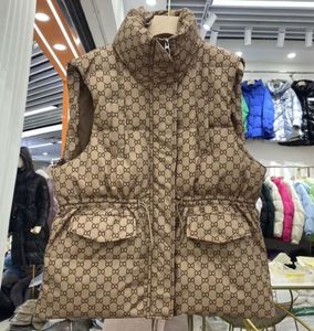 女性のベスト2023秋/冬の新しいビンテージ短い軽量の女性のベストウエストを包み下げて綿の女性のアウターコート