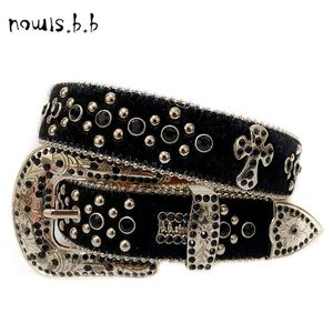 Bälten NowisBB Luxury Strap Diamond Belt Western Crystal Studded Belt Cowgirl Cowboy Belt for Women Men Jean Cinto de Strass 230831