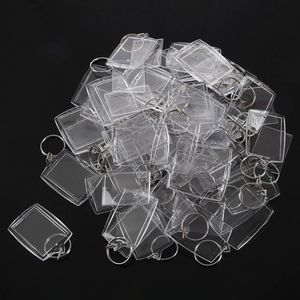 50 PCS Nyckelkedjor Nyckelringar med transparenta bildramar smycken Keyrings DIY Pendant Keychains Accessories207d