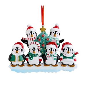 Julfamiljen Penguin Ornament Personligt hem Xmas Tree Decoration Julharts Prydnad