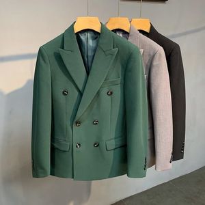 Designer Blazer Ternos Masculinos Cor Sólida Camurça Negócios Cavalheiro Lapela Casual Moda Terno Jaqueta