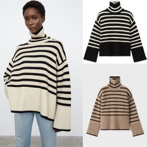 Damenpullover TOTEM ANNECY Pullover Stehkragen Wolle Classic Stripe Splice Strickwaren Slouchy Top Winter 230830