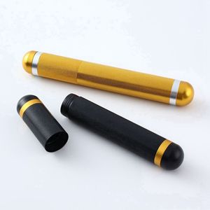 Black Gold Aluminium Smoking Pre-Roll Tube Empty Seal Jar Portable Storage Stash Case Package Box Rolling Handroller Cigarette Cigar Holder Tobacco Herb Bottle