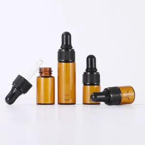 Partihandel quatily Clear Amber Glass Droper -flaskor 1 ml 2 ml 3 ml 5 ml Partihandel Tom Mini Pipette Injektion