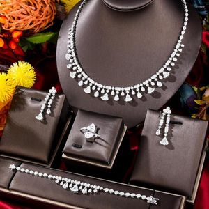Kolye küpeler seti Missvikki orijinal lüks 4pcs mücevher Afrika Dubai Kadın Partisi Zirkon Kristal Gelin Düğün Hediyesi