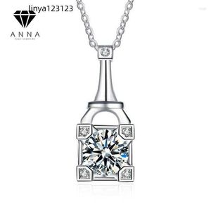 Pendants Klasik Eyfel Kulesi 1CT Gerçek Moissanite Elmas Kolye Kadın Nişanlığı Pt950 925 Sterlling Gümüş Düğün Güzel Takı