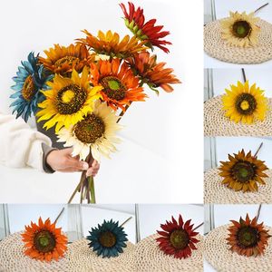 Kwiaty dekoracyjne sztuczny słonecznik Big Sunflowers wielokolorowy jedwabny jedwabny Fake Flower Wedding Party Garden Decor