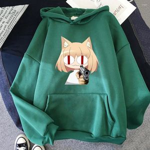 Damen Hoodies 2023 Anime Melty Blood Neco Arc Holding Gun Hoodie Frauen Harajuku Ästhetische Grafik Niedliche Unisex Cartoon Pullover Sweats