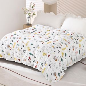 Quilts 150x200CM Baby Summer Cool Blanket Bamboo Cotton Breathable Sweat-absorbing Double Gauze Blanket Home Children Adult Blanket 230831