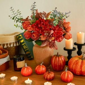 Dekorative Blumen Herbst Slik Rose Pfingstrose Künstlicher Zweig für Erntedankfest Erntefest Tisch Kamin Herbstdekoration