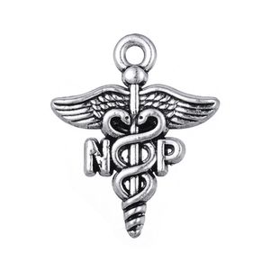 Charms Vintage Sier Lated Retro I Love Pursing Nurse Practiceer NP Caduceus charm