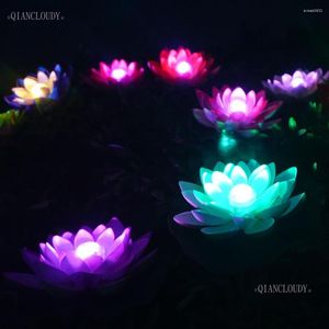 Dekorativa blommor 5 stycken fjärrkontroll konstgjorda blommorhuvuden vattentät lotus lilja färg led rgb nedsänkt ljus damm bröllop d32