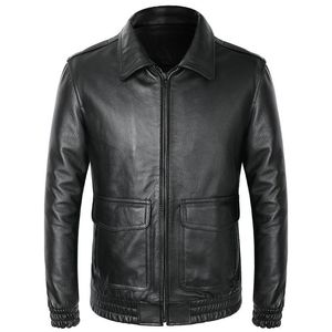 Men's Leather Faux 2023 Autumn Winter Fashion Genuine Jacket Vintage Cowhide Coat Men Casual Slim Fit Biker Jackets 230831