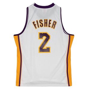 Zszywana koszulka do koszykówki Derek Fisher 2001-02 2008-09 Mesh Hardwoods Classics Retro Jerseys Men Men Youth S-6xl