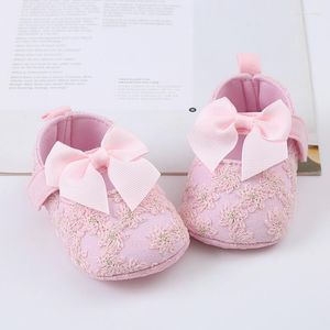 İlk Walkers Toddler Kızlar Prenses Ayakkabıları ile Şerit Yaylı Kız Kız Sonbahar rahat ve sevimli beşik için Yürüyüş Öğreniyor 0-12 Ay