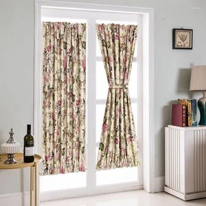 Curtain French Door Curtains For Living Room Thermal Insulated Fabric Rod Pocket American Flower Window Drapes Glass Kitchen