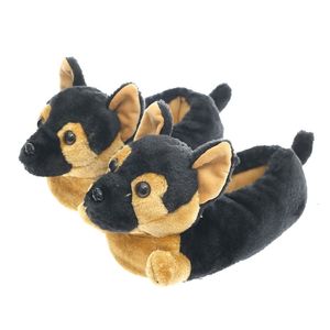 Pantofole Millffy Classico Pastore Tedesco Peluche Cane Animale Nero e Marrone Costume Calzature 230830