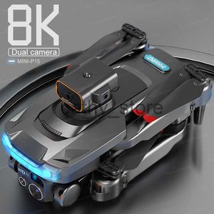 Simulators New P15 Mini Drone 4k Profesional 8K HD Camera Obstacle Avoidance Aerial Photography Brushless Foldable Quadcopter Gifts Toys x0831