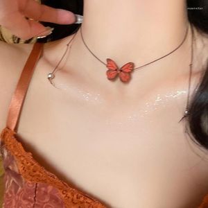 Anhänger Halsketten Schmetterling Halskette für Frauen Teen Mädchen Holz Schmetterlinge Sommer Transparent Choker Schmuck Geschenk Dropship