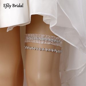 Belts Efily Wedding Garter Jewelry Silver Color Crystal Bridal Lace Garter Suspenders for Party Dresses Bridesmaid Gift 230831