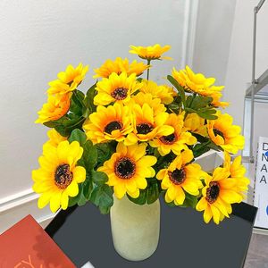 装飾的な花30cm 7ヘッド人工ひまわり花ウェディングホームデコレーション太陽chrysanthemumプロジェクトセレモニー
