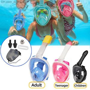 Ski Goggles Children Full Face Snorkel Swimming Mask Diving Anti-Fog Scuba Gear Set Underwater Goggles Breathing System for Kids Adult Q230831