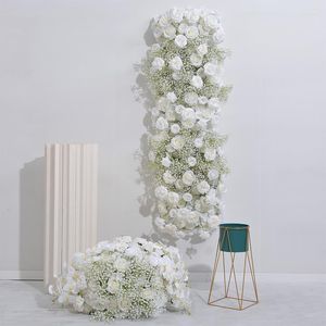 Decorative Flowers White Real Touch Gypsophila Baby Breath Artificial Row Arrangement Wedding Table Centerpieces Floral Ball Window Display