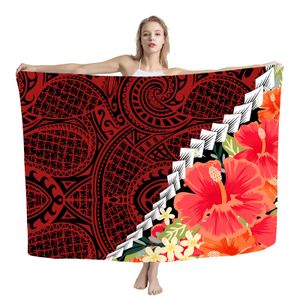 Halsdukar unika polynesiska stamstil tryck strand sarong kvinnor anpassade baddräkt täcker super strandkläder sommar hawaiian sarong 230831