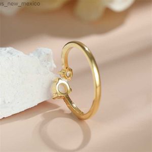 Bandringar minimalistisk liten vit eld opal ring silver guld färg öppna justerbara tunna ringar för kvinnor runda bröllopband kvinnliga R230831