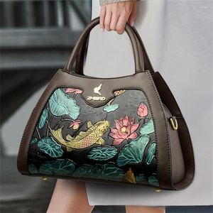 Evening Bags Chinese Style Casual Tote Luxury Leather Handbags Designer Hand Painted Messenger Shoulder Crossbody Bag For Women Shopper Sac