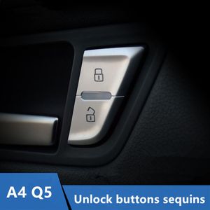 Bildörrlåsning knappar paljetter dekoration täcker trim 4 st för audi a4 09-16 Q5 10-17 Chrome ABS Car Styling203n