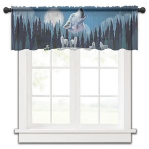 Vorhang Wölfe Mond Wald Tüll Küche Kleines Fenster Volant Sheer Kurzes Schlafzimmer Wohnzimmer Home Decor Voile Vorhänge