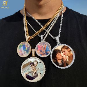 Collane con ciondolo Medaglioni di memoria rotondi Collana con ciondolo con immagine personalizzata per uomo Gioielli Hip Hop Ciondolo Po di grandi dimensioni 230831