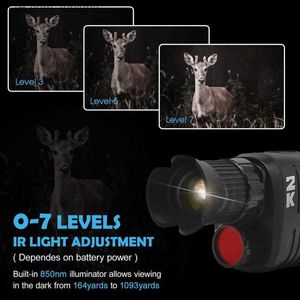 カムコーダーモノクーラーカメラクリアカラー屋外旅行ツールのための夜間の完全な機能狩猟ビジョンnigit-sionゴーグルQ230831