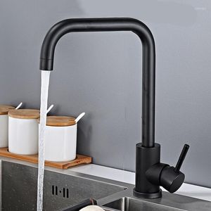 Robinets de cuisine BECOLA noir mat, bec de robinet d'évier, robinet d'eau, mitigeur à poignée unique rotatif à 360 degrés