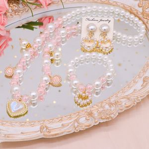 Imitation Pearl Girl Temperament Princess Style Hanfu benbenhalsband armband öronklipp