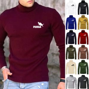 Suéter Masculino Primavera Outono Inverno Algodão Cashmere Bottom Camisa Alta Elasticidade Masculina Casual Manga Longa Esportes Gola Alta Qualidade Tops T230910