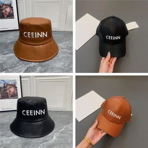 Designer Boater Hat Women Leather Baseball Caps Man Luxurys Designers Bucket Hats Autumn Brown Black Casquette Letter Brodery C212L