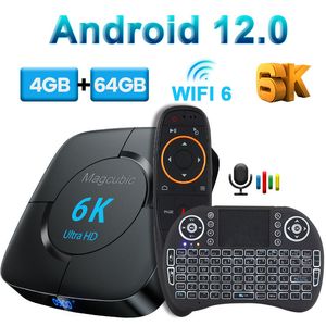 Ustaw górne pudełko MagCubic Android 12.0 TV Box Assistant 6K 3D WiFi6 2.4G 5.8G 4GB RAM 32G 64G Media Player bardzo szybkie pole górne pudełko 230831