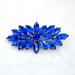 Regali vintage con spilla per feste di ballo di fine anno, spilla in cristallo marquise in vetro blu reale placcato in argento rodiato