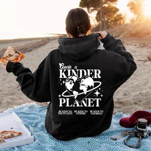 Damen Hoodies Create A Kinder Planet Hoodie Trendy Tumblr Ästhetisches Kapuzenpullover Strandpullover Kleidung Streetwear Top