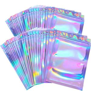 50 pçs caixas de embalagem de cílios idéia holográfica laser zip lock festa favor saco cílios lash pacote box2717