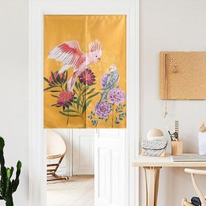 Curtain Hand Painted Color Flowers Birds Simple Modern Door Linen Tapestry Study Bedroom Home Decor Kitchen