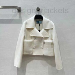 Kadın Ceketler Tasarımcı Sonbahar Kış Çifte Kesilmiş Merino Yün Kürk Cep Kaşmir Kısa Ceket Kadınlar Fadv