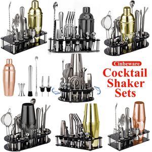 Wine Glasses 1-33 Pcs Cocktail Shaker Set Boston Shaker kits Cocktail Utensils Mixer Kit Complete Professional Bartender Kit Bar Accessories 230831