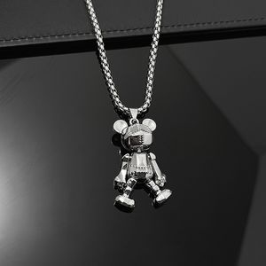 Collana con orsetto mobile a quattro arti, coppia hip-hop punk alla moda da uomo, lunga e versatile catena di maglione, accessori pendenti rossi