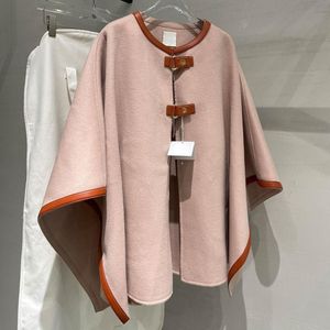 Coats Designer Kadınlar Minimalist Deri Toka Kaşmir Cape 2023 Sonbahar/Kış Kadın Yünlü Şal Gevşek Ceket