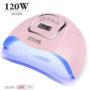 Nail Dryers SUN X5 MAX UV LED Lamp For Manicure 120W Professional Dryer With Motion Sensing LCD Display Gel Polish Drying 230831