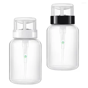 Tırnak jel 2pcs 200ml Lehçe Çıkma Pres Şişeleri Boş kilitlenebilir pompa dağıtıcı (siyah boyun ve beyaz şişe)