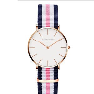 Relógios femininos simples de 36mm, relógios precisos de quartzo para mulheres, pulseira de couro confortável ou pulseira de nylon, relógios de pulso para estudantes, estilo casual 255r